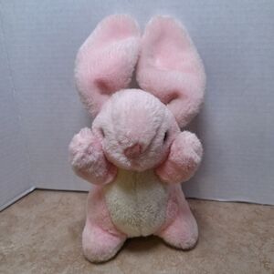 Fairview 1991 Plush Pink White Bunny Rabbit Long Ears 7"